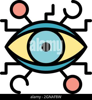 Aztec eye alchemy icon. Outline aztec eye alchemy vector icon color flat isolated Stock Vector