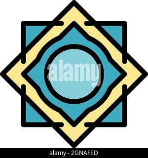 Square circle alchemy icon. Outline square circle alchemy vector icon color flat isolated Stock Vector