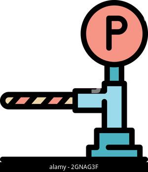 Parking barrier icon. Outline parking barrier vector icon color flat isolated Stock Vector