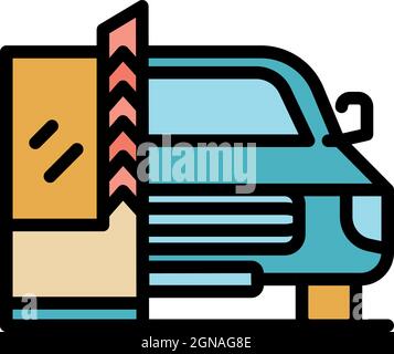 Car parking barrier icon. Outline car parking barrier vector icon color flat isolated Stock Vector