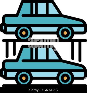 Car underground parking icon. Outline car underground parking vector icon color flat isolated Stock Vector