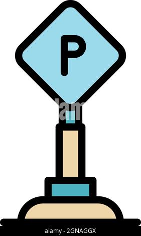 Parking pillar icon. Outline parking pillar vector icon color flat isolated Stock Vector