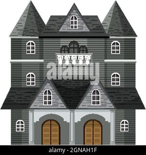 Isolated haunted mansion facade illustration Stock Vector