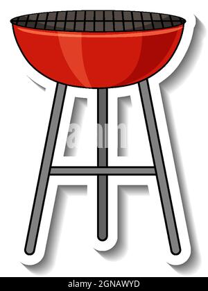 Sticker template with a barbecue grill stove isolated illustration Stock Vector