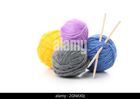 Balls of yarn isolated on white background Stock Photo