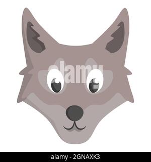 Wolf face front view. Animal head in cartoon style. Stock Vector
