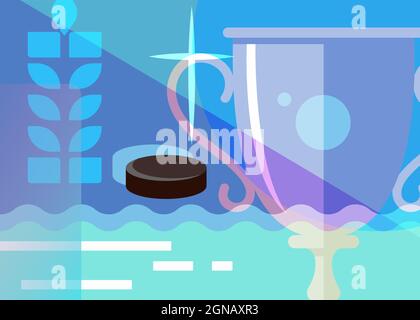 Hockey banner with sport cup. Placard design in abstract style. Stock Vector