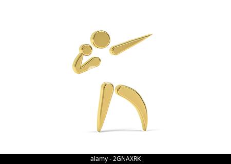 Golden 3d shot put icon isolated on white background - 3d render Stock Photo