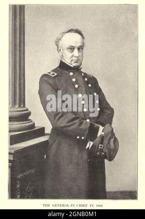 Henry Wager Halleck (January 16, 1815 – January 9, 1872) was a United States Army officer, scholar, and lawyer. A noted expert in military studies, he was known by a nickname that became derogatory: 'Old Brains'. He was an important participant in the admission of California as a state and became a successful lawyer and land developer. Halleck served as General-in-Chief of all Union armies from 1862 to 1864 during the American Civil War. from the book ' The Civil war through the camera ' hundreds of vivid photographs actually taken in Civil war times, sixteen reproductions in color of famous w Stock Photo