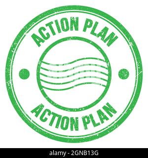 ACTION PLAN word written on green round postal stamp sign Stock Photo