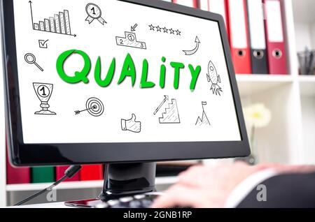 Quality concept shown on a computer screen Stock Photo
