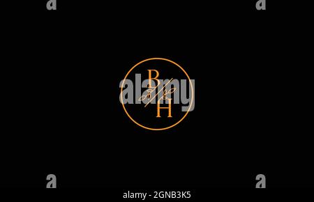 LETTERS BH LOGO DESIGN WITH FLOWERS FOR ILLUSTRATION USE Stock Vector