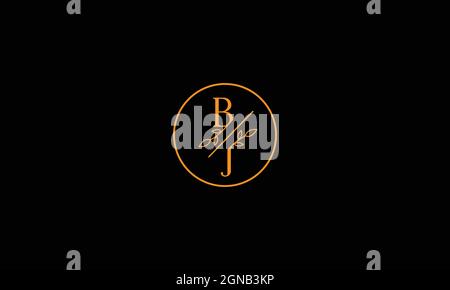LETTERS BJ LOGO DESIGN WITH FLOWERS FOR ILLUSTRATION USE Stock Vector
