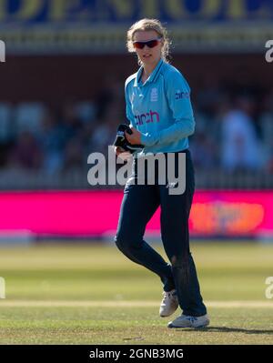 England's Charlie Dean during the 4th Women's One Day International against New Zealand Stock Photo