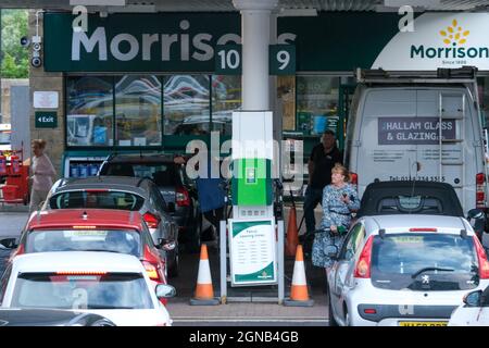 Sheffield, UK. 24th September, 2021: Morrisons supermarket in Hillsborough, Sheffield, north of England on Friday, 24th September, 2021. Credit: Mark Harvey/Alamy Live News Stock Photo