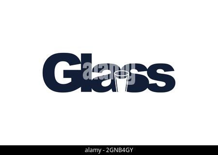 Glass Text typographic Logo with glass icon vector design Stock Vector