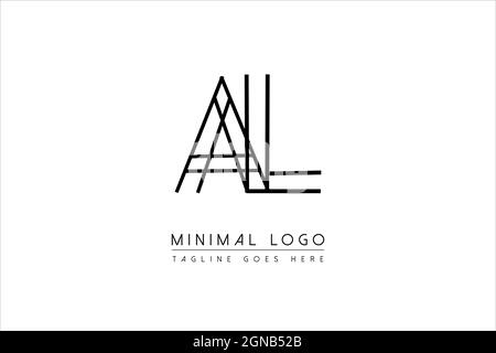 AL A L Creative Modern Black Letters Logo Design with Brush Swoosh ...