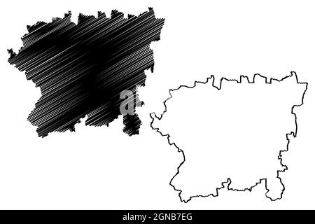 Dharwad district (Karnataka State, Republic of India, Belgaum division) map vector illustration, scribble sketch Dharwad map Stock Vector