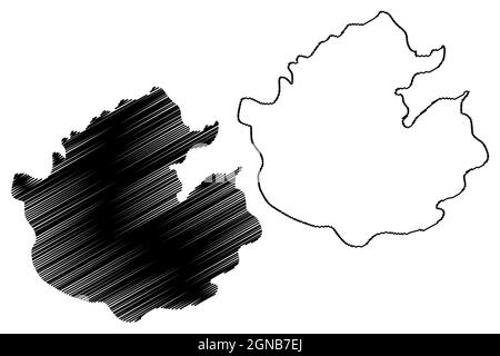 Upper Dibang Valley district (Arunachal Pradesh State, Republic of India) map vector illustration, scribble sketch Dibang Valley map Stock Vector