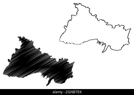 Dharmapuri district (Tamil Nadu State, Republic of India) map vector illustration, scribble sketch Dharmapuri map Stock Vector