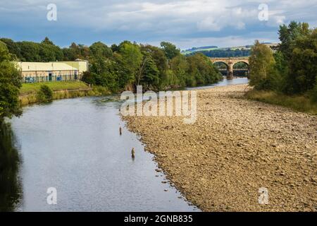 The South Tyne Trail follows the route of the River South Tyne from the source to Haltwhistle. Open to walkers and cyclists, it is almost 23 miles (36 Stock Photo