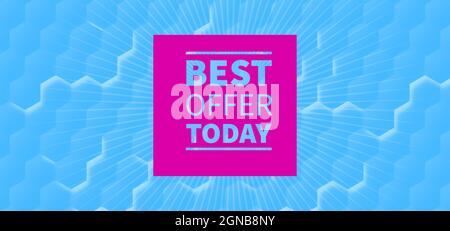 Today's best pink offer, mega sale banner, blue hexagons abstract background Stock Photo