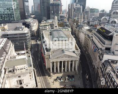 Aerial Image of The Royal Exchange, London - September 2021 Stock Photo
