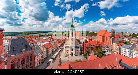 Aerial panoramic view of Old Town of Torun, Poland Stock Photo