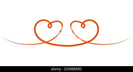Two hearts are drawn to each other a symbol of love, drawn by hand with one line Stock Vector