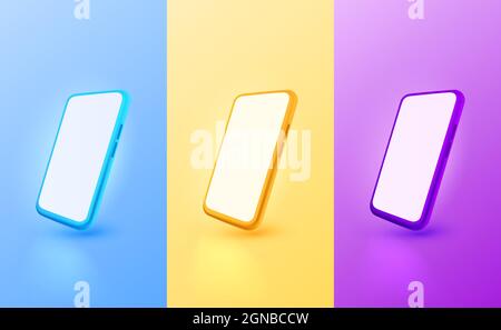 Smartphone color mobile screen, technology mobile display light. Vector illustration Stock Vector
