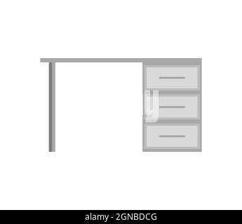 Office desk isolated on white background. Vector flat illustration. A piece of interior. The object can be used for the design of an apartment, office Stock Vector