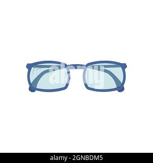glasses for eyes isolated on white background. Vector flat illustration. Transparent glasses in the picture. Stock Vector