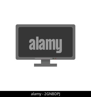 LCD TV monitor isolated on white background. vector flat illustration. Black LED TV screen blank. Symbol for website design, application, UI. Interior Stock Vector