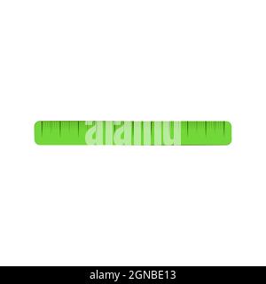 one green ruler isolated on white background. Vector flat illustration. Concession object, office supplies, study object. Stock Vector
