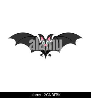 Bat isolated on a white background. Vector illustration. Halloween night. October holiday. Flying bat. Stock Vector