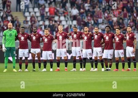 Torino, Italy. 23rd Sep, 2021. The playersof Torino line up for the Serie A match between Torino and Lazio at Stadio Olimpico in Torino. (Photo Credit: Gonzales Photo/Alamy Live News Stock Photo