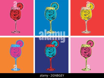 Spritz Hand Drawn Summer Cocktail Drink Vector Illustration. Stock Vector