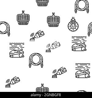 Pool Cleaning Service Vector Seamless Pattern Stock Vector