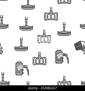 Pool Cleaning Service Vector Seamless Pattern Stock Vector