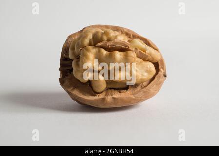 split walnut on a light background Stock Photo