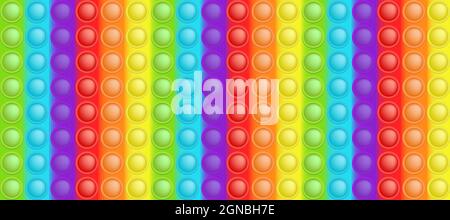 Popit colorful rainbow background like a fashionable silicon toy for fidgets. Addictive anti stress bubble pop it toy in bright colors. Vector illustr Stock Vector