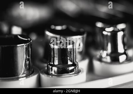 Selective focus shot of a new set of socket heads in a toolbox Stock Photo