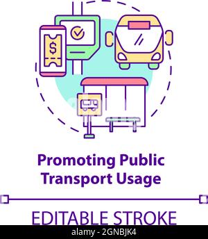 Promoting public transport usage concept icon Stock Vector