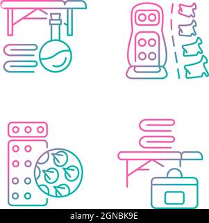 Back massage equipment gradient linear vector icons set Stock Vector