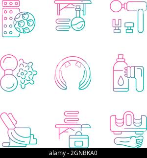 Electric massagers gradient linear vector icons set Stock Vector