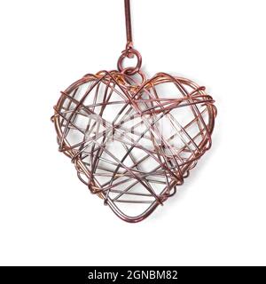 Braided wire heart isolated on white background Stock Photo