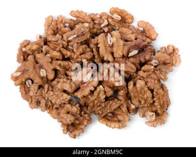 Walnuts, a bunch of peeled walnuts isolated on white background Stock Photo