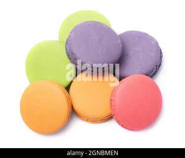 Set of colorful macaroons isolated on white background Stock Photo