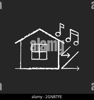 Sound insulation chalk white icon on dark background Stock Vector