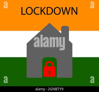 India lockdown concept, coronavirus lockdown icon, Delhi lockdown self quarantine Stock Vector